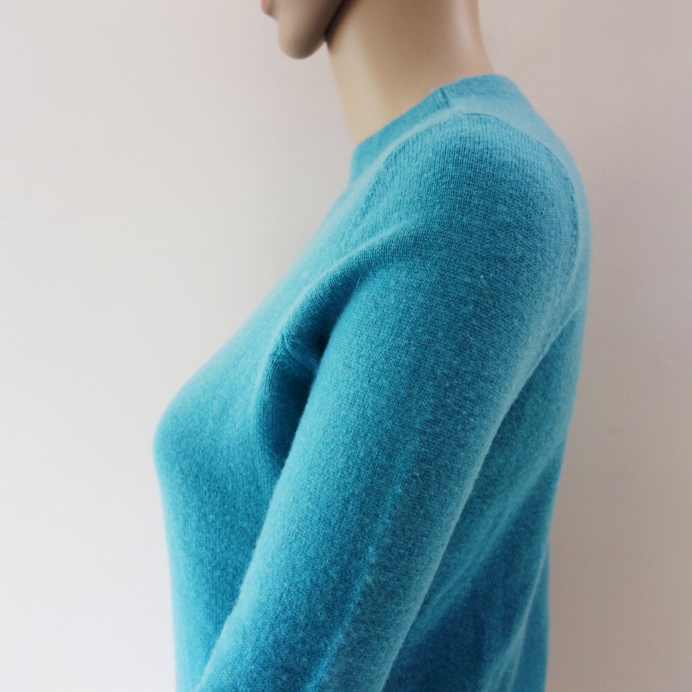 Talbots Aqua Blue Pure Cashmere 100% Crewneck Sweater 3/4 Sleeves (S Petite) EUC - Picture 5 of 10